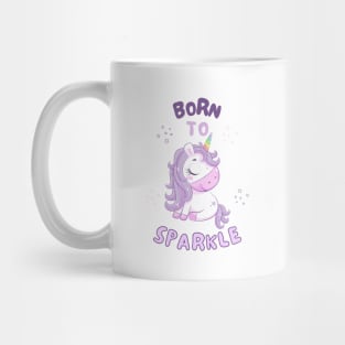 Born To Sparkle Beautiful Unicorn With Stars Mug